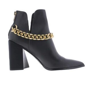 Steve Madden Tranquil Ankle Boots with Gold Chain Accent‎ Size 10 NWOB